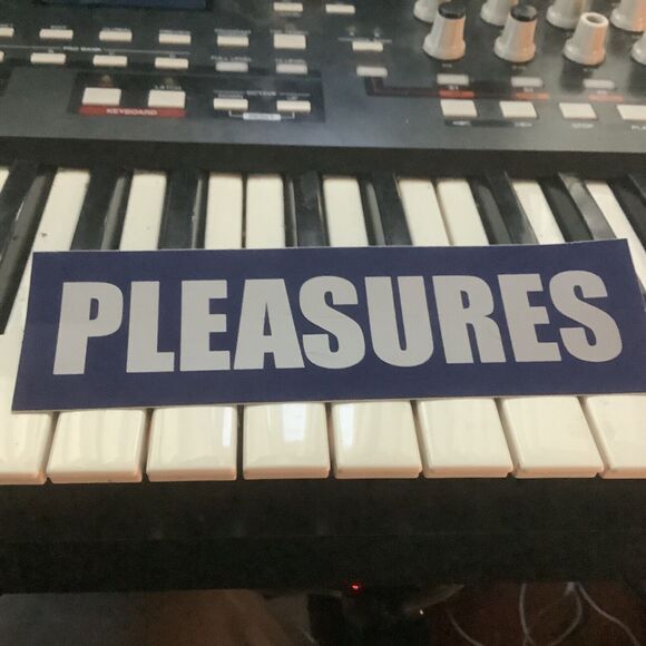 Pleasures box logo sticker blue and grey gray collectible ftp Fuct supreme - Picture 1 of 1